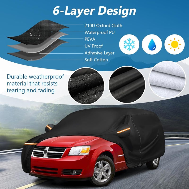 BIGACOVER Car Cover for 1984-2020 Dodge Grand Caravan,Chrysler Grand Voyager,1984-2000Plymouth Grand Voyager, Waterproof 210D Oxford Cloth and Cotton Cover Outdoor Full Car Covers - Image 2